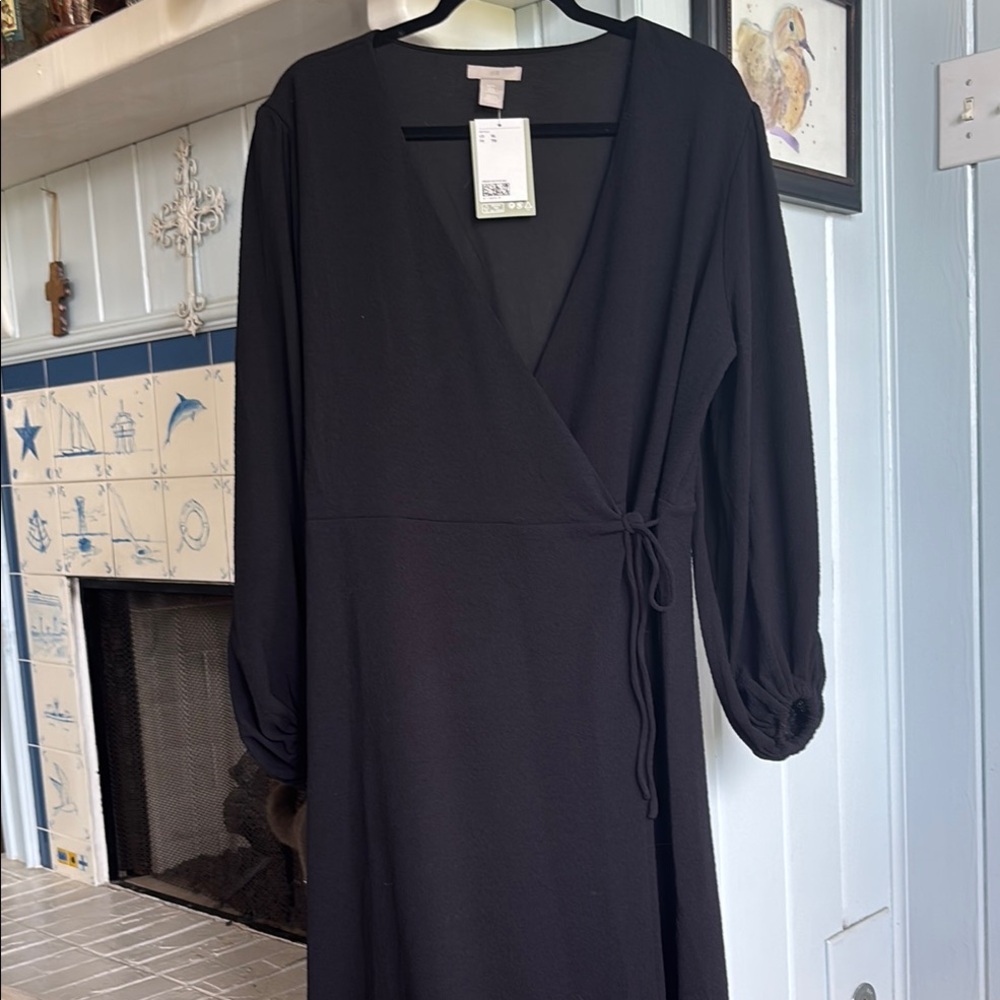 H&M Black Long Sleeve Wrap Dress